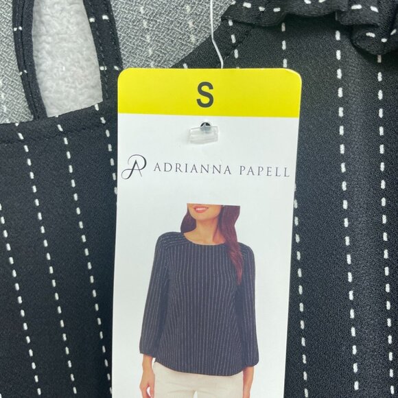 NEW Adrianna Papell Women's S Black & White Striped Long Sleeve Blouse Polyester - Picture 8 of 10